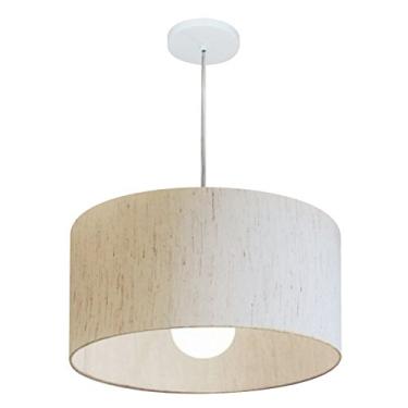 Imagem de Lustre Pendente Cilíndrico Cúpula Tecido 45x30 cm, Vivare Iluminação, Pendente4205 LLA-35, Linho Bege, Médio