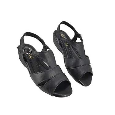 Imagem de Sandália Feminina Sapato Salto Baixo Dubelli Flex Ultra Confort AM106 Cor:Preto-MODELO-A;Tamanho:37