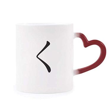 Imagem de Caneca Japonesa Hiragana Personagem KU Sensível ao Calor Caneca de Grés Mudança de Cor Vermelha