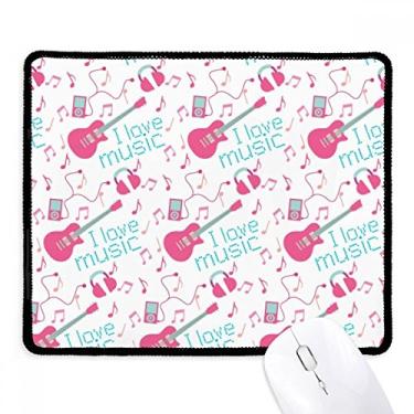 Imagem de Mousepad com estampa de música de guitarra rosa azul borda costurada tapete de jogos borracha