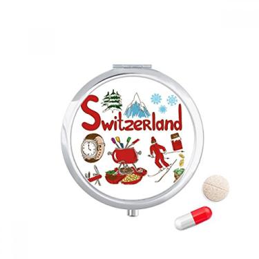 Imagem de Estojo de comprimidos com símbolo nacional da Suíça, porta-comprimidos, porta-remédios