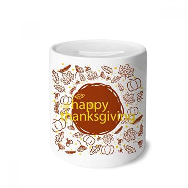 Imagem de DIYthinker Happy Thanksgiving Ilustração Padrão Dinheiro Caixa de Cerâmica Porta-Moedas Presente