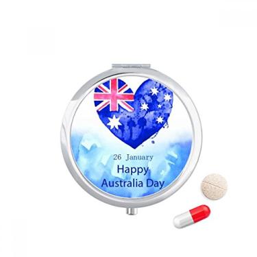 Imagem de Estojo de comprimidos com bandeira em formato de coração da Austrália, porta-remédios