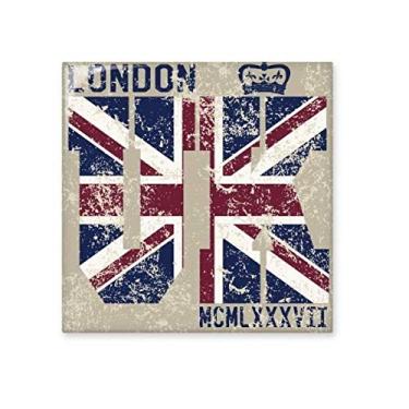 Imagem de Azulejo de cerâmica brilhante com a bandeira da União Jack do Rei de Londres, Reino Unido, pedra adornada de tijolos esmaltados