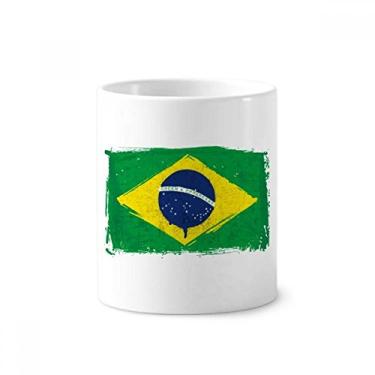 Imagem de Suporte de caneta de escova de dentes pintado à mão com bandeira do Brasil