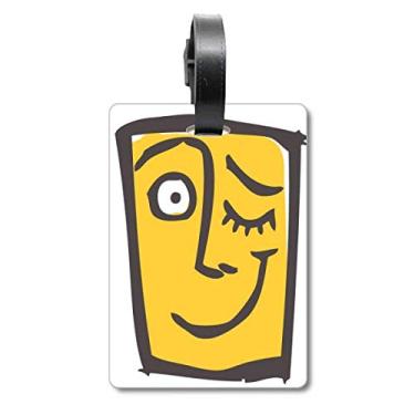 Imagem de Wink Abstract Face Sketch Happy Suitcase Bag Etiqueta Bagagem Cartão de Bagagem Scutcheon Etiqueta