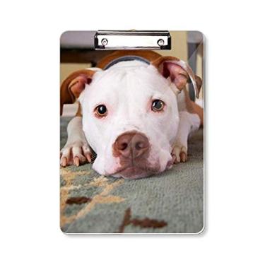 Imagem de White Bulldog Placa de suporte com imagem de animal de estimação A4