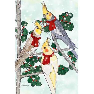 Imagem de Cartas de Natal Cockatiel: 10 Cartas de Feriado com Envelopes Vermelhos - ADORÁVEL!