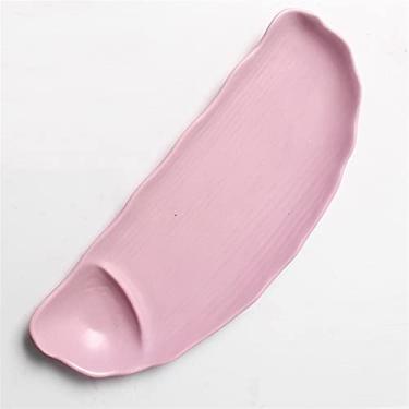 Imagem de GUIPAIHAI Forma criativa de cerâmica para sushi, prato para lanche doméstico com placa de vinagre para cozinhar peixes (cor: rosa)