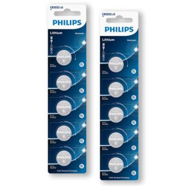 Imagem de 10 Baterias Pilha Cr2032 3V Philips Moeda 2 Cartelas - Phillips