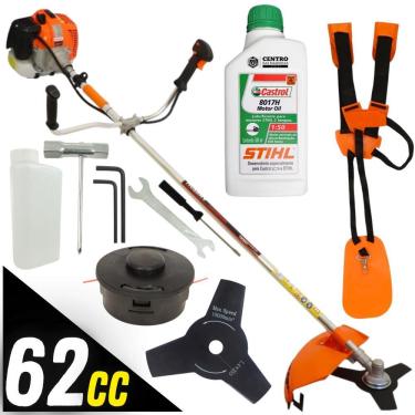 Imagem de Roçadeira Vulcan Lateral À Gasolina Vr620h 10500rpm 2 Tempos 62cc 3hp Com Faca de 3 Pon...