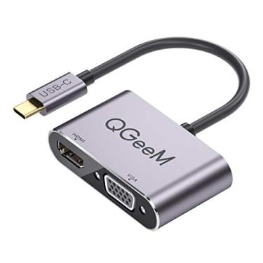 Imagem de Adaptador QGeeM 2 em 1 USB C para HDMI VGA, compatível com Thunderbolt 3, para MacBook Pro, iMac 2017, Chromebook Pixel, Galaxy S8/S8Plus e mais