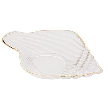 Imagem de WOLFF - Mini Travessa Vidro Concha C/Filete Dourado Trompete 20x12cm