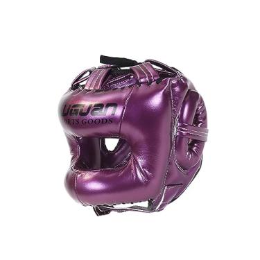 Imagem de Deevoka Capacete de, equipamento de cabeça esportivo para crianças adultas, capacete de kickboxing respirável, protetor facial de proteção de cabeça para, Roxo, m