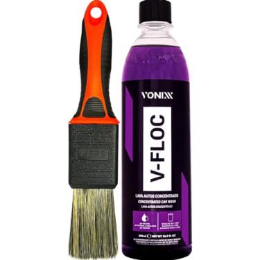 Imagem de Shampoo Concentrado Neutro V-floc 500 ml Vonixx + Pincel Retrátil Ajustável Externo Kers Limpeza detalhada em Geral