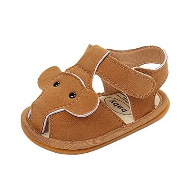Imagem de Sandálias para meninos tamanho 1 praia verão meninas sapatos de elefante infantil sandálias pré-andador sandálias bebê balé chinelo meias, Marrom, 0-6 Meses