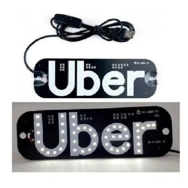 Imagem de Placa Plaquinha Uber Para Carro Led Letreiro Motorista De Aplicativo