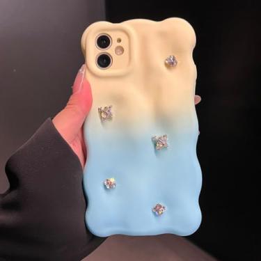 Imagem de 3D Bubble Contrast Color Crystal Decor Matte Case para iPhone 14 12 13 Pro Max 11 Capa de telefone capa macia, azul, para iPhone 14Pro Max