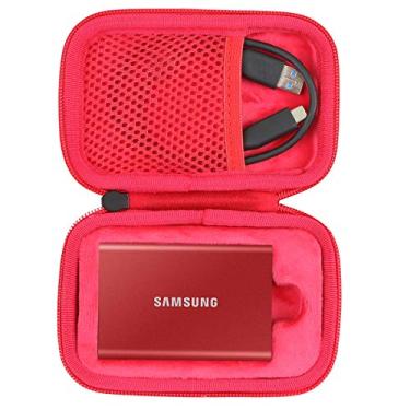 Imagem de Co2crea Capa rígida de reposição para Samsung T7 Touch Portátil SSD 500 GB 1 TB 2 TB Discos externos de estado sólido, Black Case + Inside Red