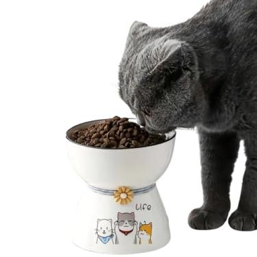 Imagem de Pote Ração Cerâmica Comedouro P Gato Elevado Ergonômico Life