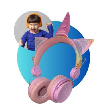 Imagem de Fones de ouvido unicórnio infantil, fones de ouvido sem fio para crianças, fones de ouvido de unicórnio para meninas, fones de ouvido Bluetooth com microfone e tamanho ajustável