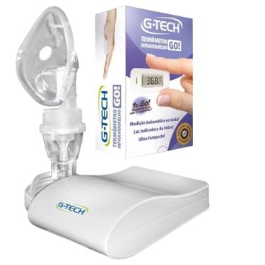 Imagem de Kit Inalador Nebulizador Gtech Bivolt Infantil Adulto c/Termômetro Infravermelho 1 Segundo