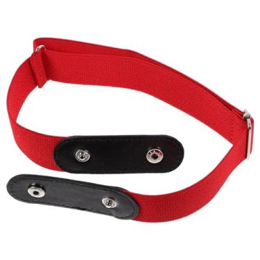 Imagem de GALPADA Sem Fivela Cinto Elástico Ajustável Cinto Elástico Cintura Estiramento Acessórios Do Corpo Para Calças Jeans Vestidos Vermelho