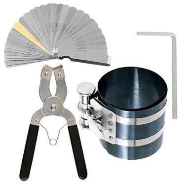 Imagem de Swpeet 4 peças de compressor de anel de pistão de 7,6 cm e ferramenta de instalação de pistão ajustável alicate de remoção com chave inglesa e kit sortido de calibre de aço inoxidável para motor de