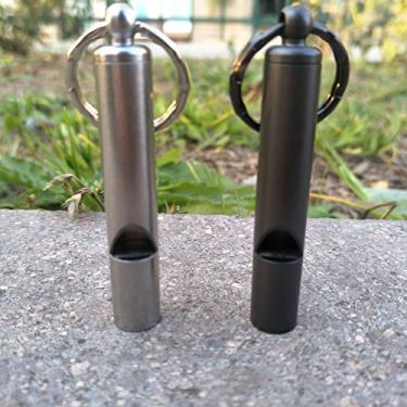 Imagem de Apito de emergência para caminhadas Ekloen em aço inoxidável para sobrevivência e acampamento, forma de trompete, mini apito de sobrevivência, Stainless Steel