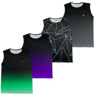 Imagem de Regata Masculina Estampada Esportiva Proteção UV50+ Kit 4-Masculino