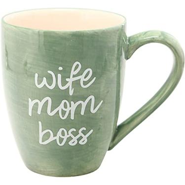 Imagem de Mom Life Wife Mom Boss Caneca de café de cerâmica grande 590 ml xícara de chá, verde