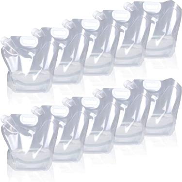 Imagem de Soddeph 1.3 Gallon /2.6 Gallon Collapsible Water Container Bag, BPA Free Food Grade Clear Plastic Storage Jug for Sport Camping Riding Mountaineer,Freezable,Food Grade (2.6 Gal/10L-10-pack)