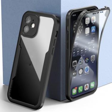 Imagem de 360 capa completa para iphone 15 14 11 13 12 mini telefone pára-choques para iphone xs xr 7 8 6s 14 15 plus capa, preto, para iphone 11promax