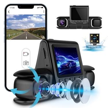 Imagem de Câmera, frontal, traseira e interna, lente 1080p 2 de alta definição, monitoramento de estacionamento, com visão noturna infravermelha, com câmera de segurança automotiva WiFi Cam Cam/1269