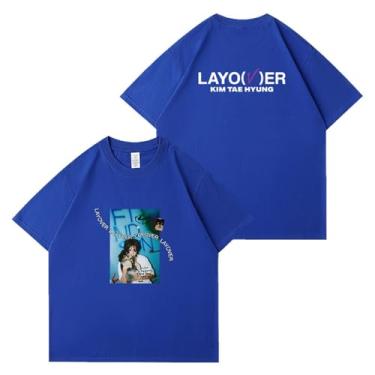 Imagem de Camiseta com estampa de cachorrinho em V Kim Tae Hyung Solo Merch para fãs camiseta de algodão gola redonda manga curta, 1 azul, 3G