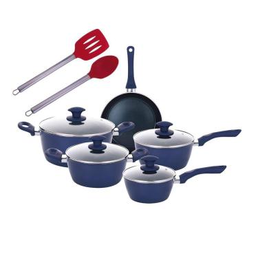 Imagem de Jogo Panelas Safira Indução 3.7 Antiaderente Utensílios 7Pçs