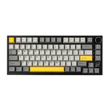 Imagem de EPOMAKER Teclado mecânico Ajazz AK820 Pro 75%, teclado para jogos montado na junta com tela inteligente TFT, teclado Bluetooth 5.1/2.4G sem fio/tipo-C personalizado (cinza, interruptor Flying Fish)