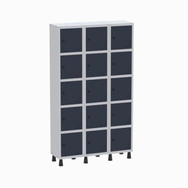 Imagem de Roupeiro Aço Light 3v 15 Portas Gr303/15 Cinza/Azul