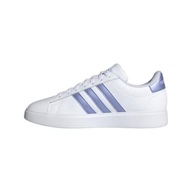 Imagem de adidas Tênis feminino Grand Court 2.0, Branco/Azul Spark Met./Blue Spark, 38