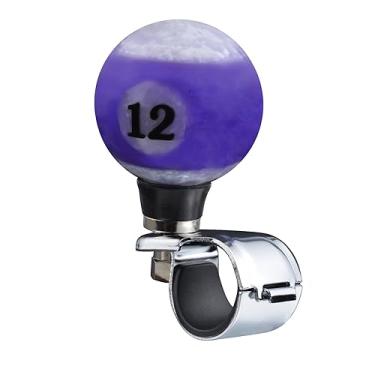 Imagem de Lunsom Botão giratório de volante, botão giratório suicida botão de energia bilhar alça de bola girando impulsionador de direção interior acessórios de carro, roxo