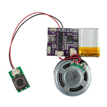Imagem de JRGKJCP Módulo de som, chips Vioce ativados por controle de botão de pressão de 16 MB, módulo de som de música MP3 para artesanato, Natal, Ano Novo, caixa de cartões de presente com alto-falante