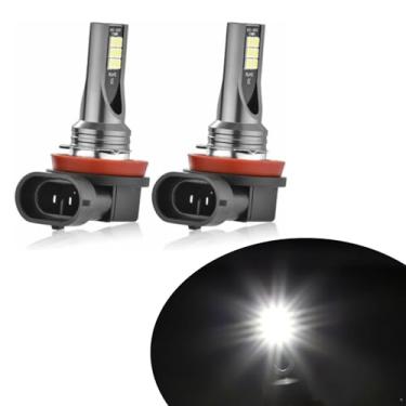 Imagem de Nowkont Pack-2 Lâmpada LED de neblina para carro H8/H11, 1500LM 3030-12SMD Iluminação de 360 graus Luz traseira de alto brilho, 50000H 6000K Luz de ré de fonte de luz estável, universal para a maioria