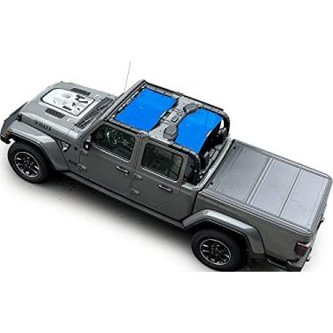 Imagem de Shadeidea Protetor solar para Jeep Gladiator, JT 4 portas superior proteção solar, frente e traseira (2 peças) - Capa de tela azul Wrangler, bloqueador UV com bolsa GrabBag (2018 - corrente) - 10 anos de duração