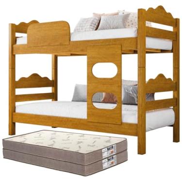 Imagem de Beliche Robusta Moderna Vira Duas Camas Com 2 Colchões D33 (Naturale)