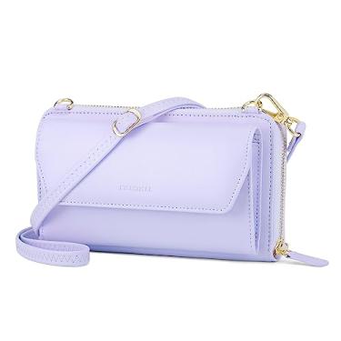 Imagem de nuoku Carteira feminina RFID bolsa de pulso transversal clutch com zíper em torno de 2 alças, Seu azul claro