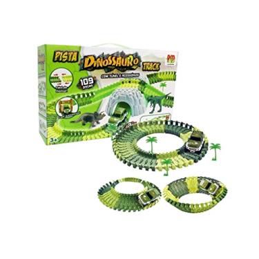 Imagem de Pista Dinossauro Track com Tunel e Acessórios 109 Peças + Carrinho, DM Toys, DMT6130