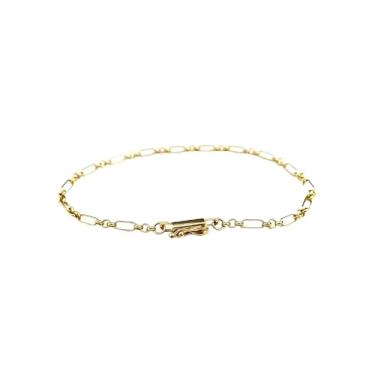 Imagem de Pulseira Masculina Elos Grumet Banhada a Ouro Dourada 20CM Fecho Gaveta Semijoia Antialérgica Moderna Adulto Estilosa