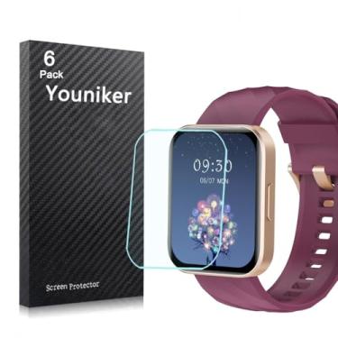 Imagem de Youniker Pacote com 6 protetores de tela para smartwatch RUIMEN D1 de 1,85 polegadas e GloryFit D1 de 4,7 cm, película transparente HD, antiarranhões
