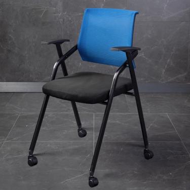 Imagem de Cadeiras de conferência com rodas Cadeira de escritório ergonômica, para sala de treinamento escolar em casa, sala de espera, cadeira empilhável de malha, azul, tamanho