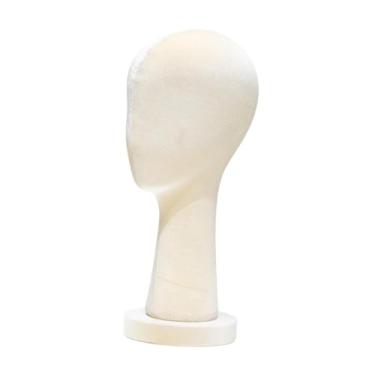 Imagem de Milageto Cabeça de manequim careca, modelo de exibição de peruca, rack de armazenamento de varejo, cabeça de manequim, cabeça de peruca de veludo para boné,